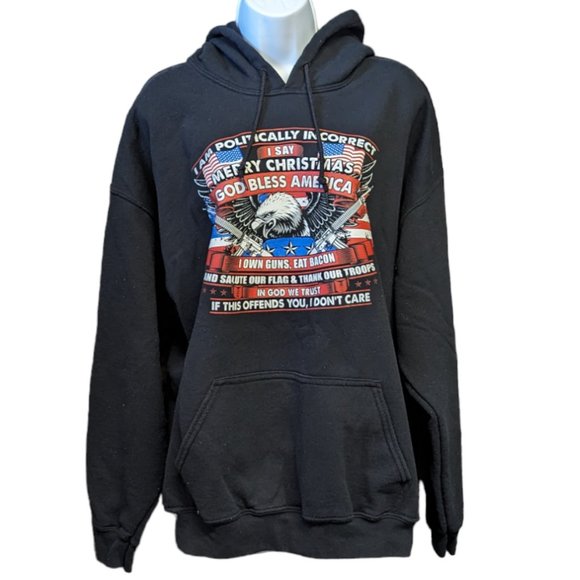 Gildan Heavy Blend Hoodie Hooded Sweatshirt Politically Incorrect USA Unisex XL - Picture 2 of 7